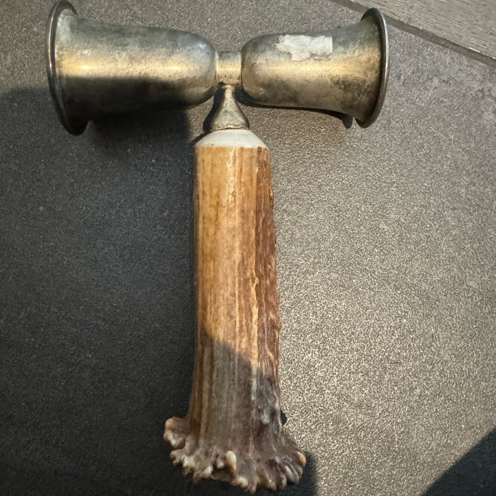 Antique Antler Barware Double Jigger Metal and Antler